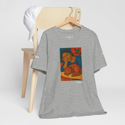 CATART Unisex Jersey Cat T-Shirt - GAUGUIN - Iconic Painting Reimagined with Cats
