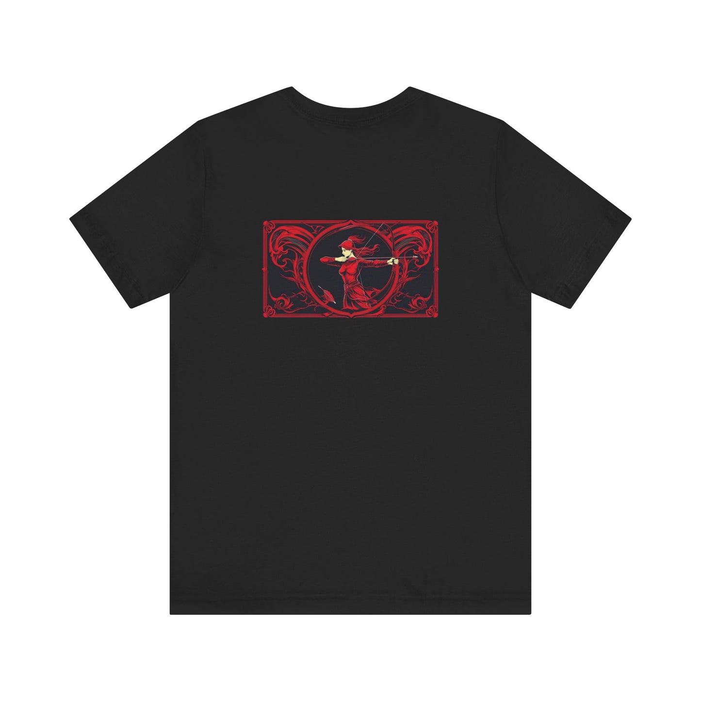 Sagittarius - Gothic Zodiac, Red Graphic on the back T-Shirt. Zodiac in the Shadows