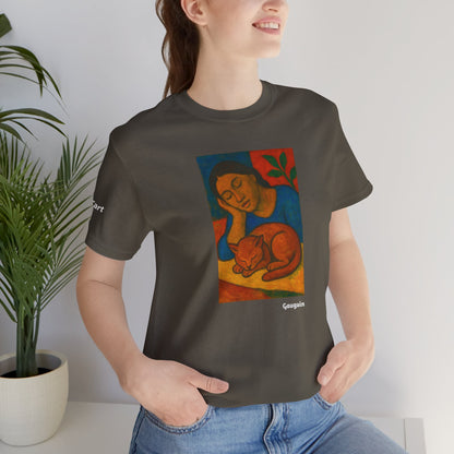 CATART Unisex Jersey Cat T-Shirt - GAUGUIN - Iconic Painting Reimagined with Cats