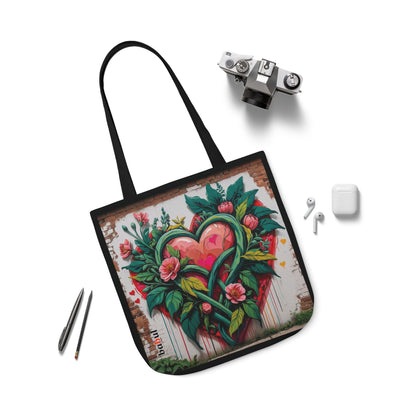 Artistic Surge - Eco-Friendly Canvas Tote Bag - FLOWERED HEARTS