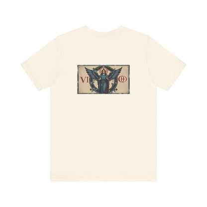 Virgo - Gothic Zodiac T-Shirt. Blue graphic on the back.  Zodiac in the Shadows