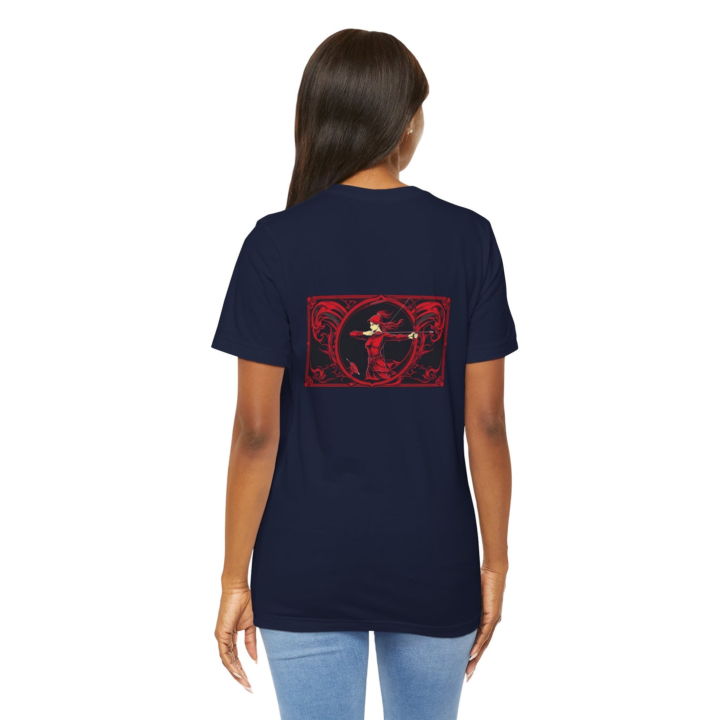 Sagittarius - Gothic Zodiac, Red Graphic on the back T-Shirt. Zodiac in the Shadows