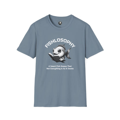 Fishlosophy Unisex T-Shirt - Ocean Vibes and Life's Questions Design - A Smart Fish Knows That Not Everything Is As It Seems
