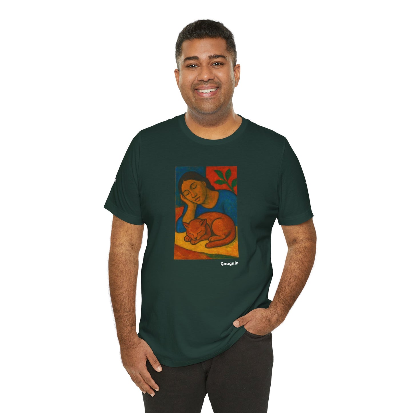 CATART Unisex Jersey Cat T-Shirt - GAUGUIN - Iconic Painting Reimagined with Cats