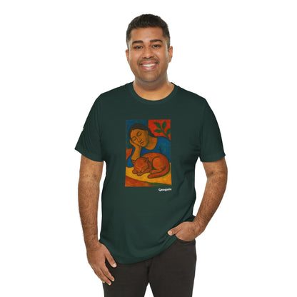 CATART Unisex Jersey Cat T-Shirt - GAUGUIN - Iconic Painting Reimagined with Cats