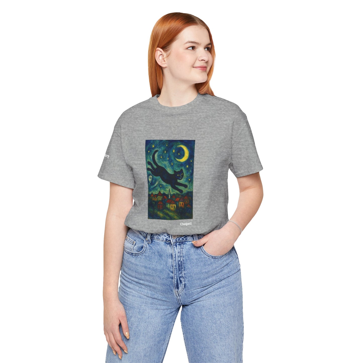 CATART Unisex Jersey Cat T-Shirt - MARC CHAGALL - Iconic Painting Reimagined with Cats