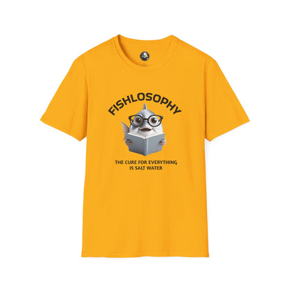 Fishlosophy Unisex T-Shirt - Ocean Vibes and Life's Questions Design - The Cure For Everything Is Salt Water