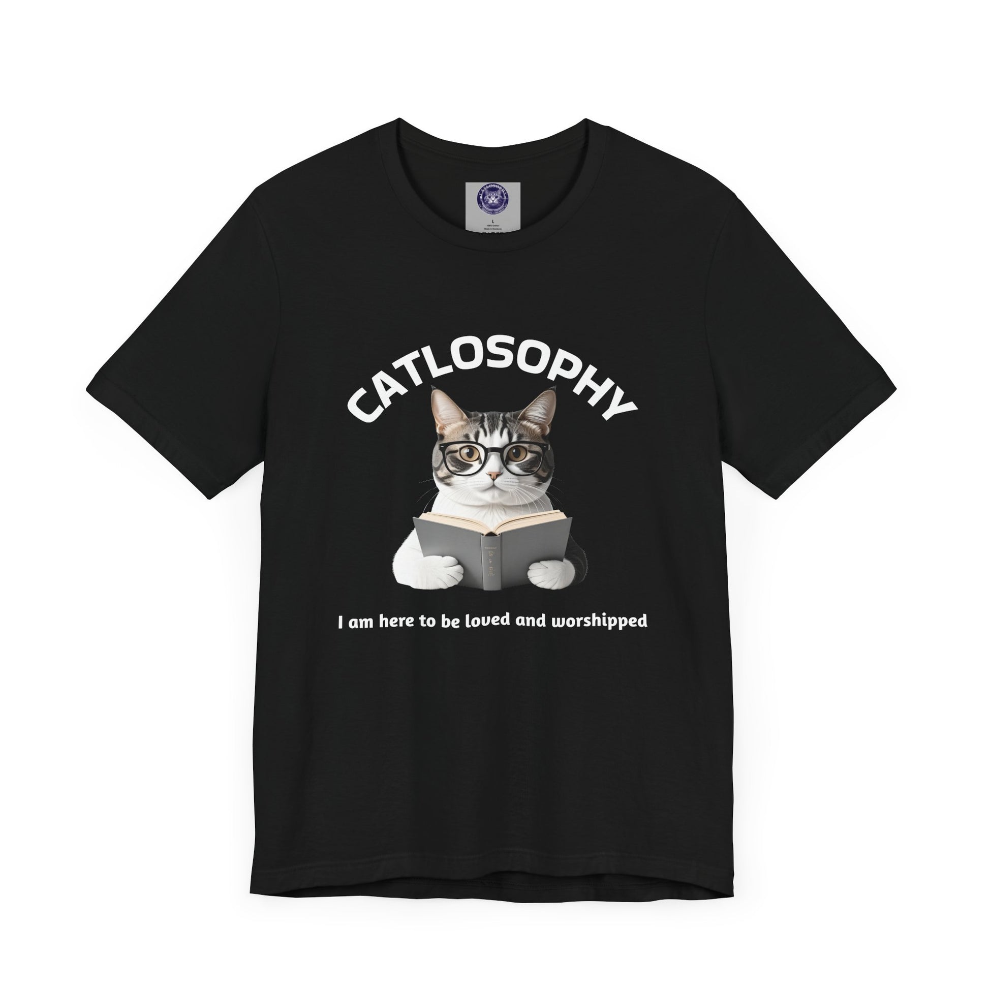Catlosophy Unisex Jersey Short Sleeve Tee – "I am here to be loved" Design - BABUL T-Shirts