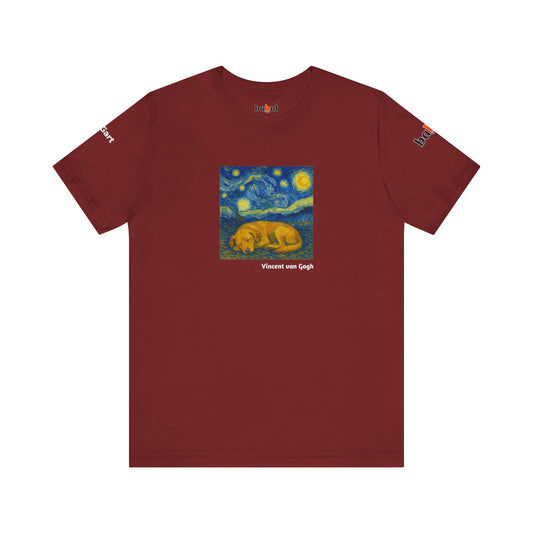DOGART Unisex Jersey Cat T-Shirt - VAN GOGH - Iconic Painting Reimagined with Dogs