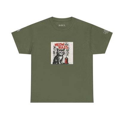 Rebel Graphic Tee - Unisex Heavy Cotton T-Shirt for the Wild at Heart. Rebel Tees, Born to Be Worn - MEOW RULES