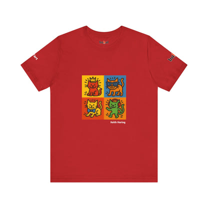 CATART Unisex Jersey Cat T-Shirt - KEITH HARING - Iconic Painting Reimagined with Cats
