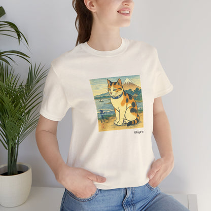 CATART Unisex Jersey Cat T-Shirt - UKIYO-E Japanese art Style - Iconic Painting Reimagined with Cats