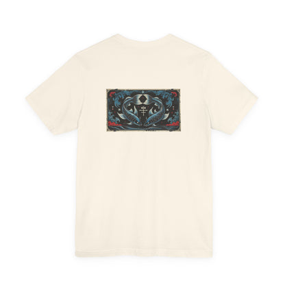 Pisces - Gothic Zodiac T-Shirt. Blue graphic on the back.  Zodiac in the Shadows