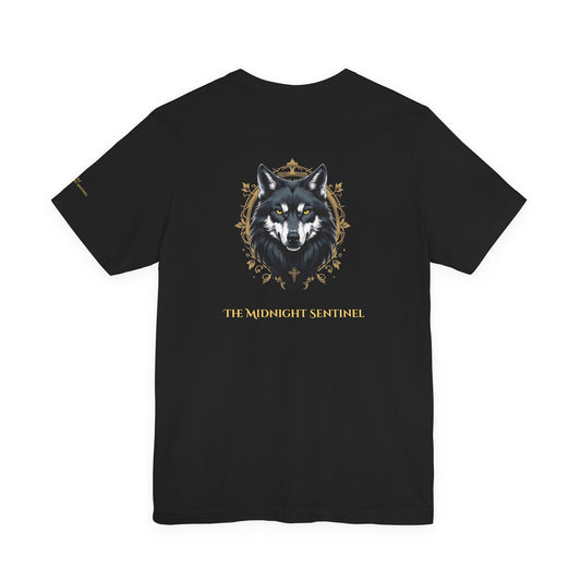 Wolf – The Midnight Sentinel - Magic Animals T-Shirt Black Only (graphic on the back)
