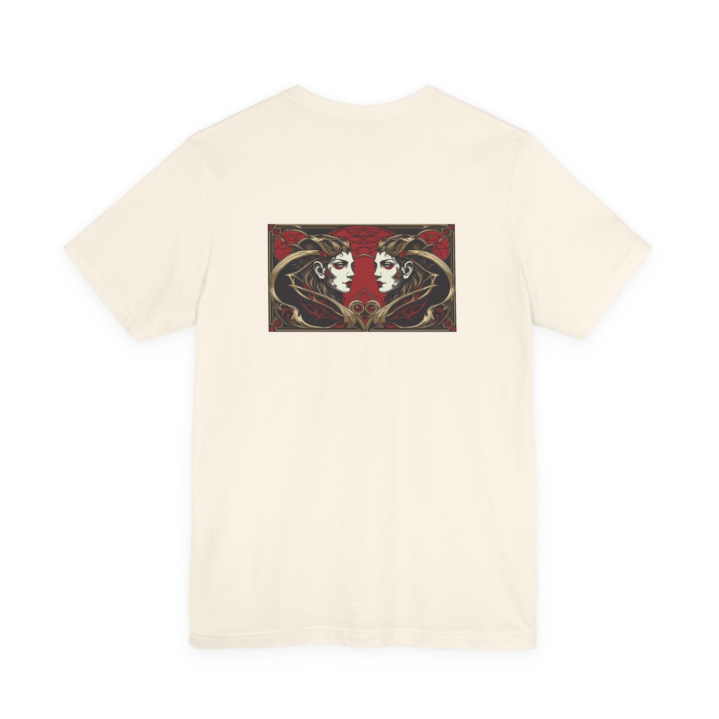 Gemini - Gothic Zodiac, Red Graphic on the back T-Shirt. Zodiac in the Shadows