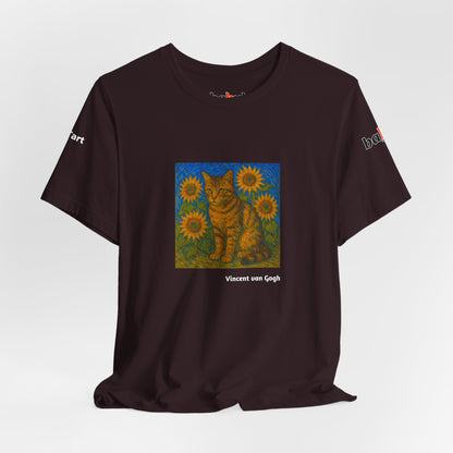 CATART Unisex Jersey Cat T-Shirt - Vincent van Gogh - Iconic Painting Reimagined with Cats
