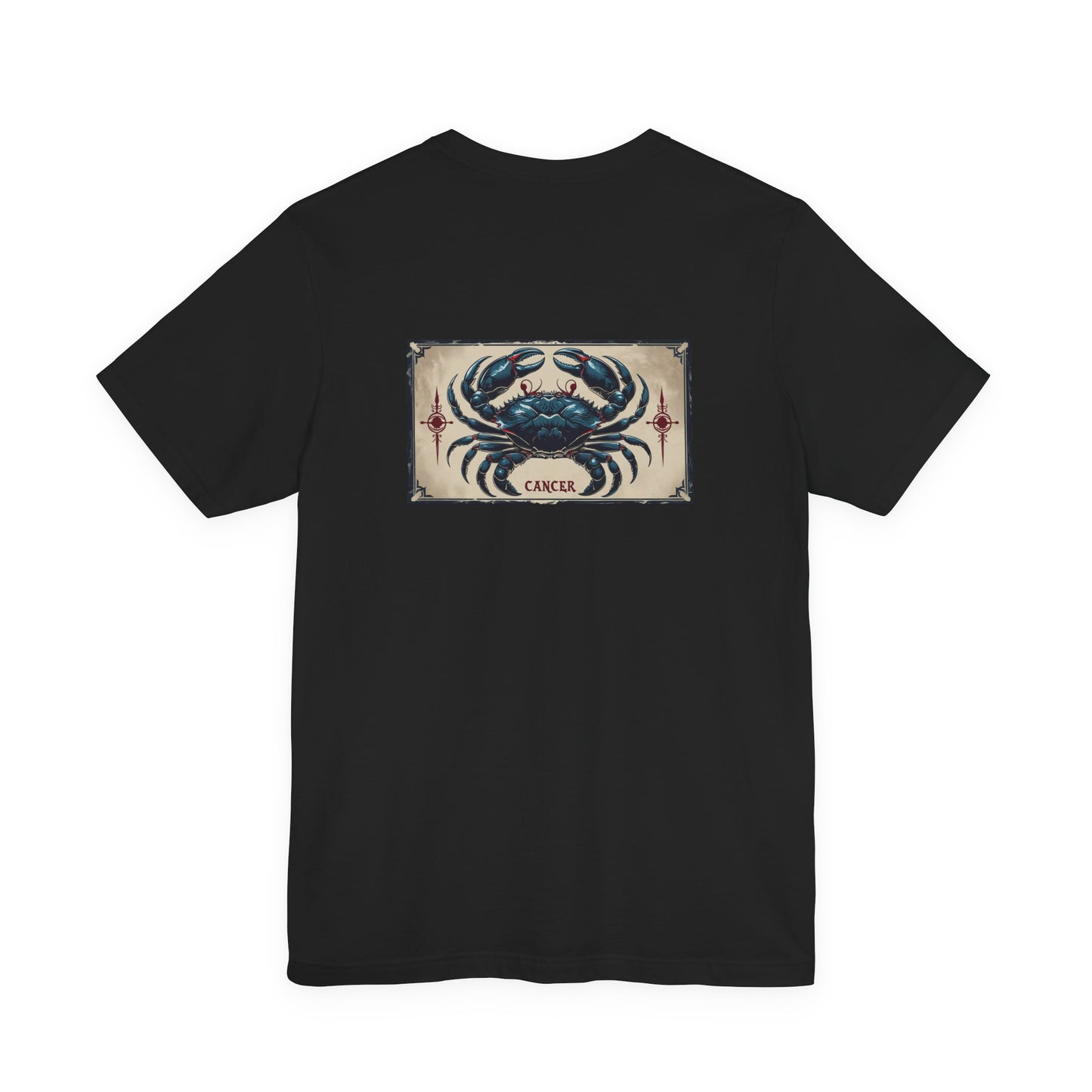 Cancer - Gothic Zodiac T-Shirt. Blue graphic on the back.  Zodiac in the Shadows