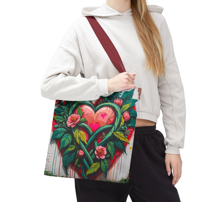 Artistic Surge - Eco-Friendly Canvas Tote Bag - HEARTS OF LOVE
