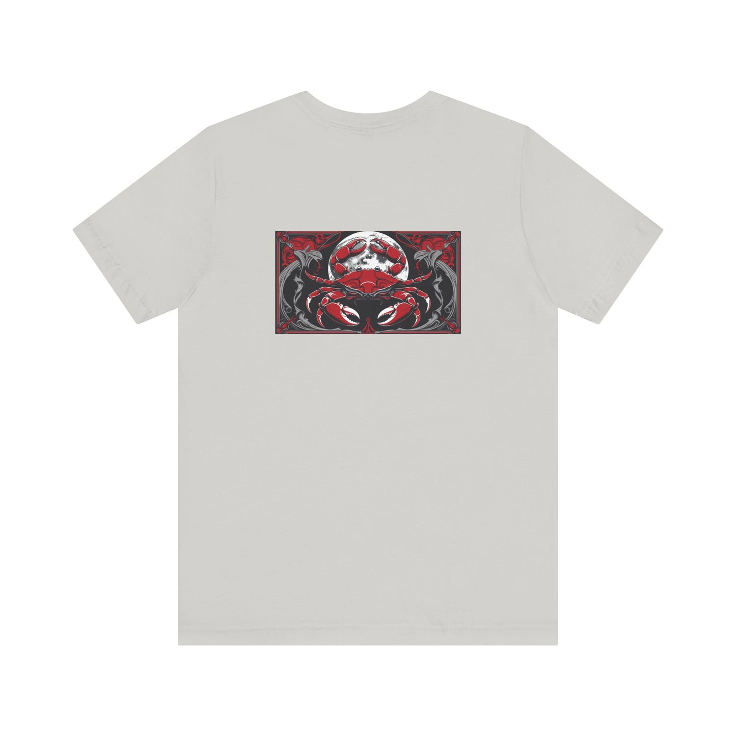 Cancer - Gothic Zodiac, Red Graphic on the back T-Shirt. Zodiac in the Shadows