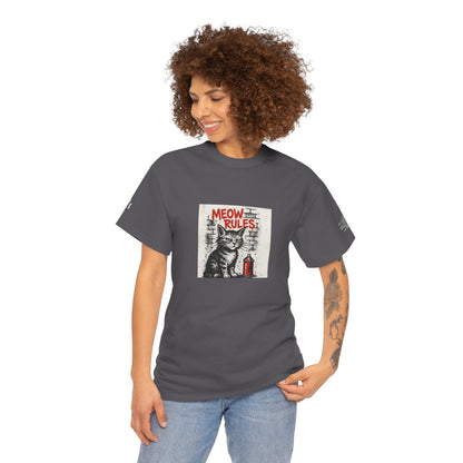 Rebel Graphic Tee - Unisex Heavy Cotton T-Shirt for the Wild at Heart. Rebel Tees, Born to Be Worn - MEOW RULES
