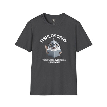 Fishlosophy Unisex T-Shirt - Ocean Vibes and Life's Questions Design - The Cure For Everything Is Salt Water