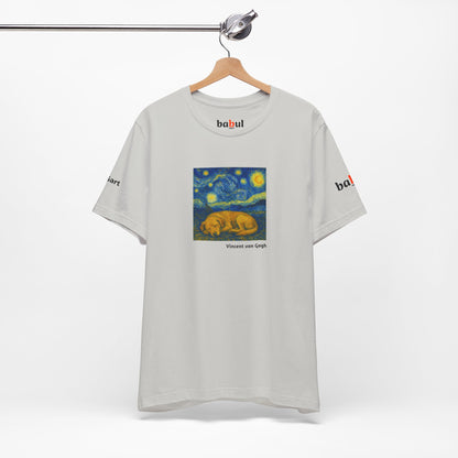 DOGART Unisex Jersey Dog T-Shirt - VAN GOGH - Iconic Painting Reimagined with Dogs