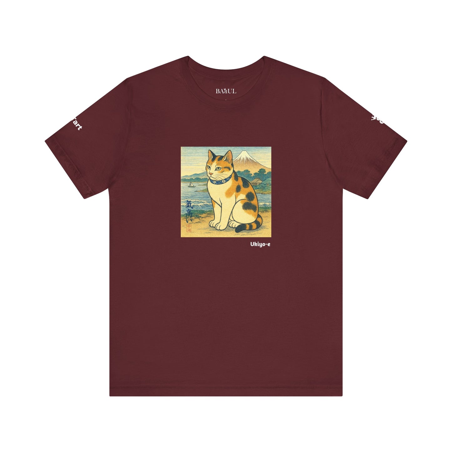 CATART Unisex Jersey Cat T-Shirt - UKIYO-E Japanese art Style - Iconic Painting Reimagined with Cats