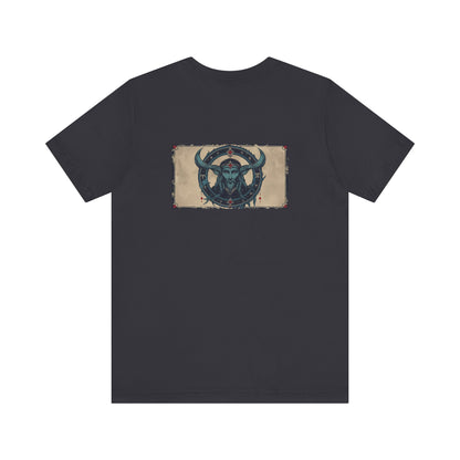 Capricorn - Gothic Zodiac T-Shirt. Blue graphic on the back.  Zodiac in the Shadows
