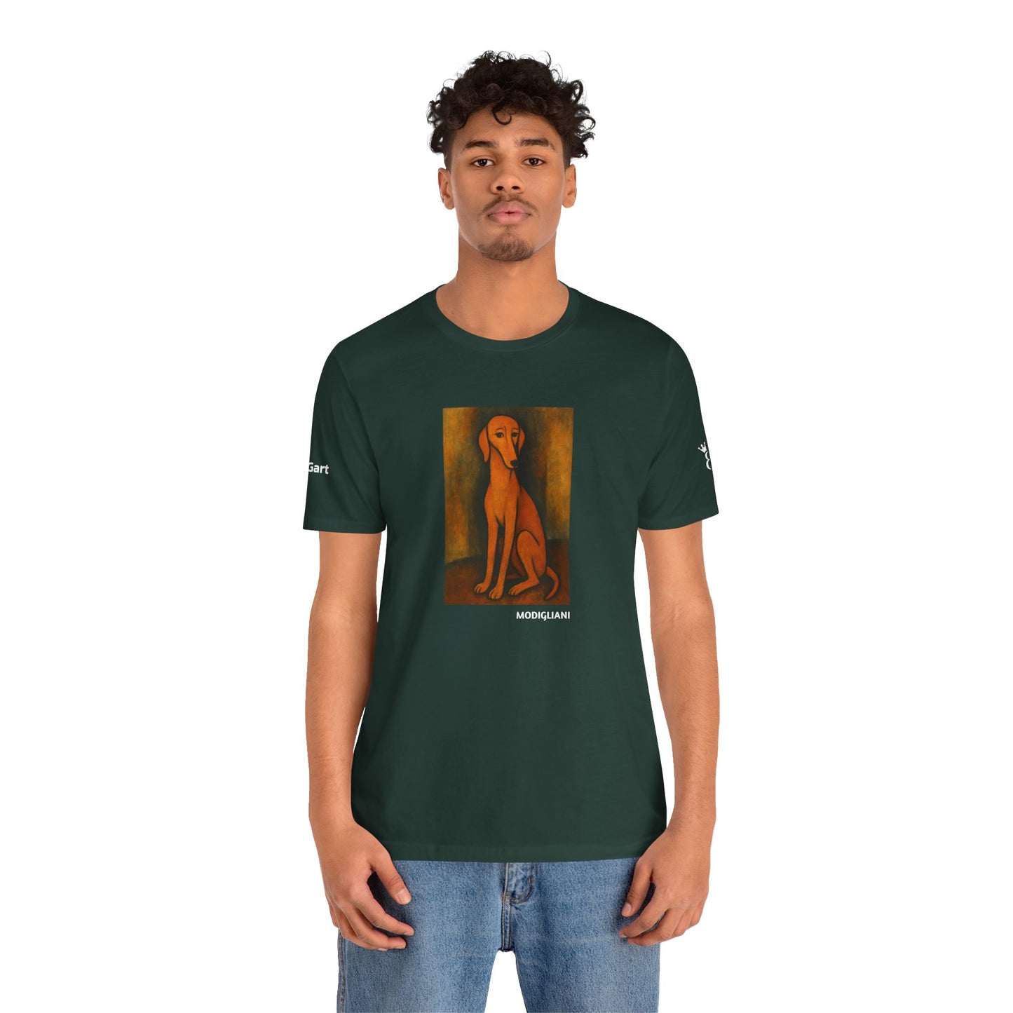 DOGART Unisex Jersey DOG T-Shirt - MODIGLIANI - Iconic Painting Reimagined with Dogs