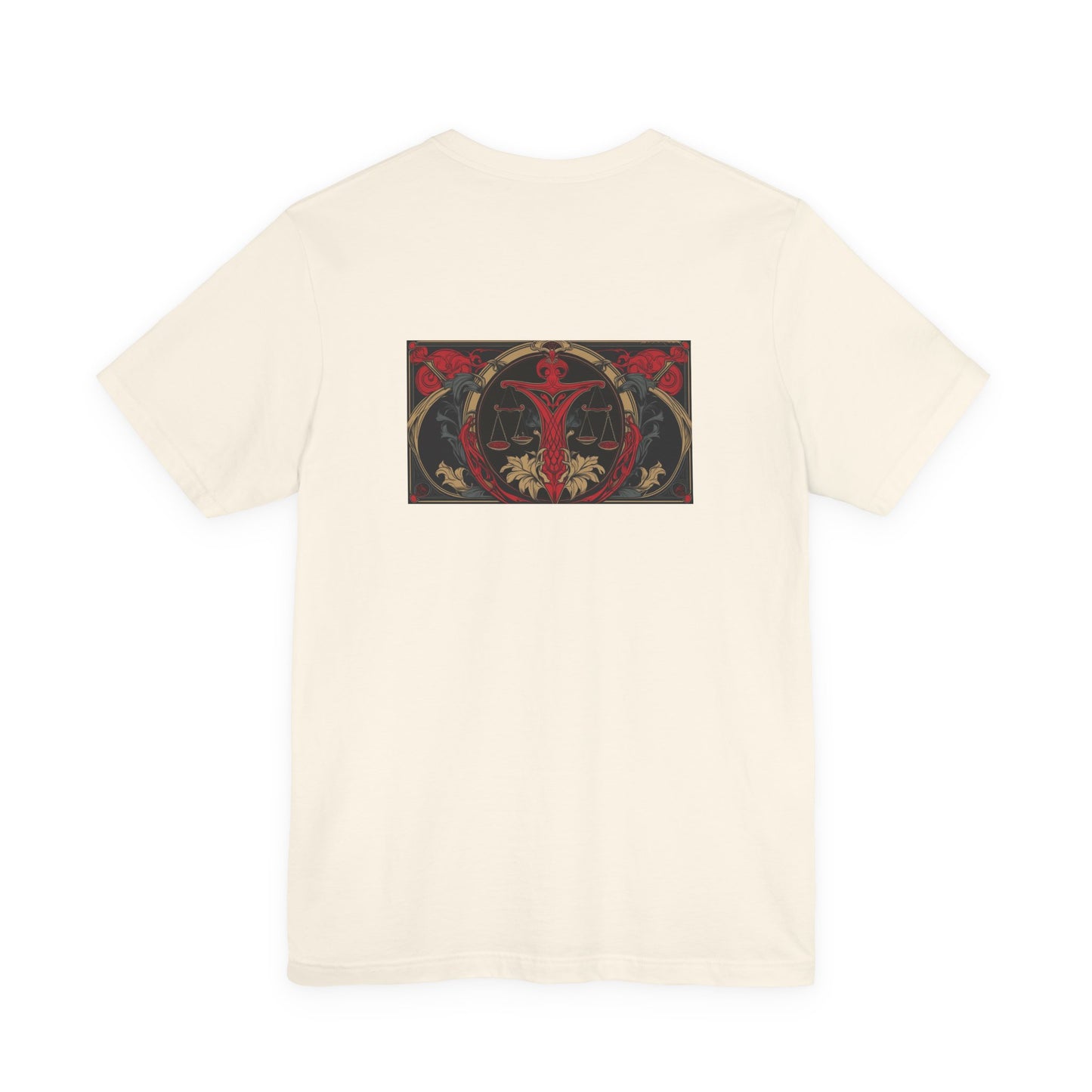 Libra - Gothic Zodiac, Red Graphic on the back T-Shirt. Zodiac in the Shadows