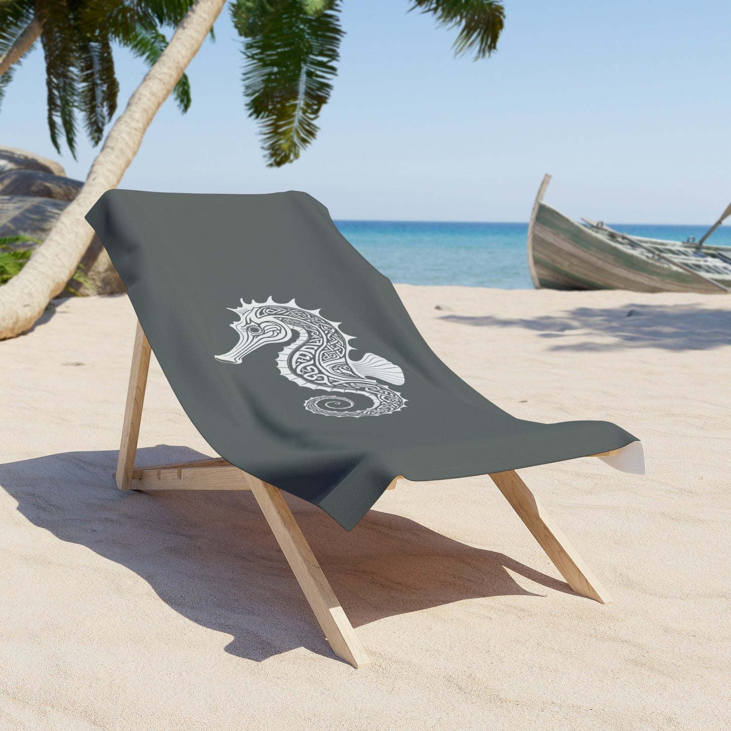 Tribal Waves Beach Towel - SEAHORSE