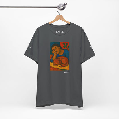 CATART Unisex Jersey Cat T-Shirt - GAUGUIN - Iconic Painting Reimagined with Cats