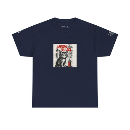 Rebel Graphic Tee - Unisex Heavy Cotton T-Shirt for the Wild at Heart. Rebel Tees, Born to Be Worn - MEOW RULES