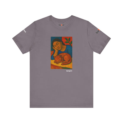 CATART Unisex Jersey Cat T-Shirt - GAUGUIN - Iconic Painting Reimagined with Cats