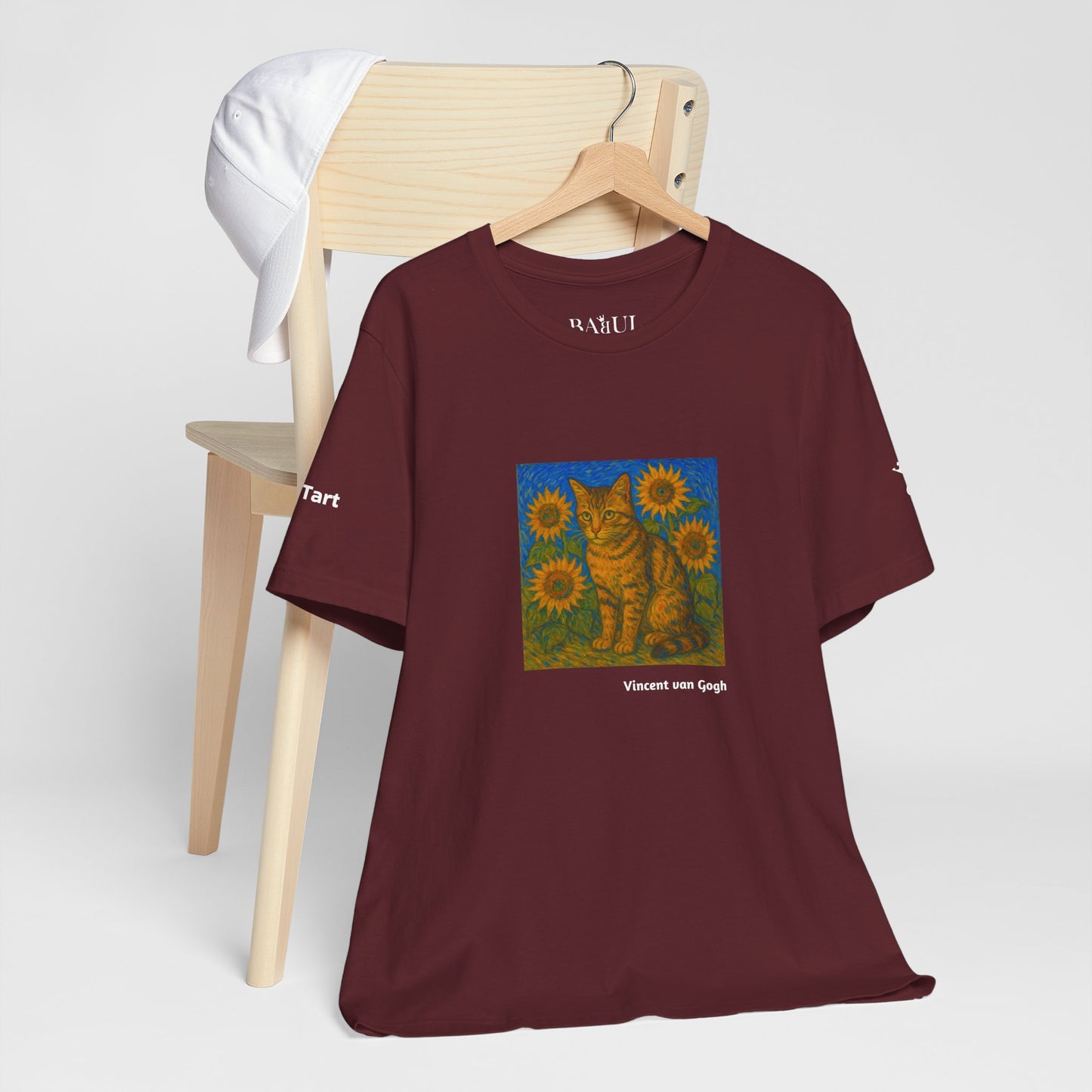 CATART Unisex Jersey Cat T-Shirt - Vincent van Gogh - Iconic Painting Reimagined with Cats