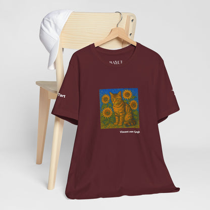 CATART Unisex Jersey Cat T-Shirt - Vincent van Gogh - Iconic Painting Reimagined with Cats
