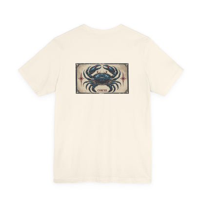 Cancer - Gothic Zodiac T-Shirt. Blue graphic on the back.  Zodiac in the Shadows