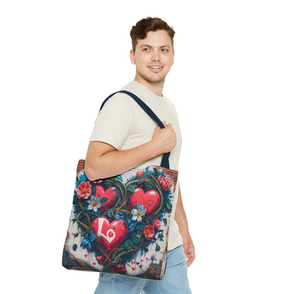 Artistic Surge - Eco-Friendly Canvas Tote Bag - HEARTS OF LOVE