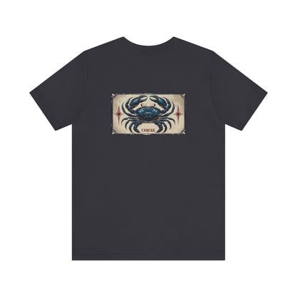 Cancer - Gothic Zodiac T-Shirt. Blue graphic on the back.  Zodiac in the Shadows