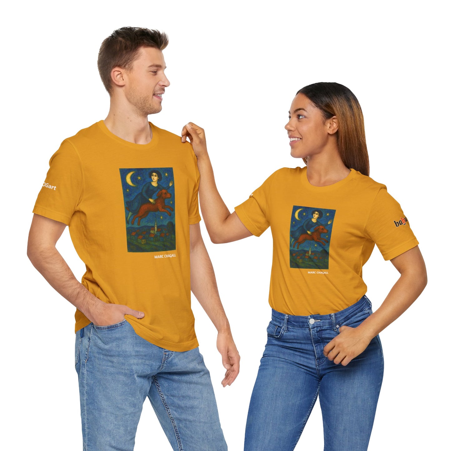 DOGART Unisex Jersey Dog T-Shirt - MARC CHAGALL - Iconic Painting Reimagined with Dogs