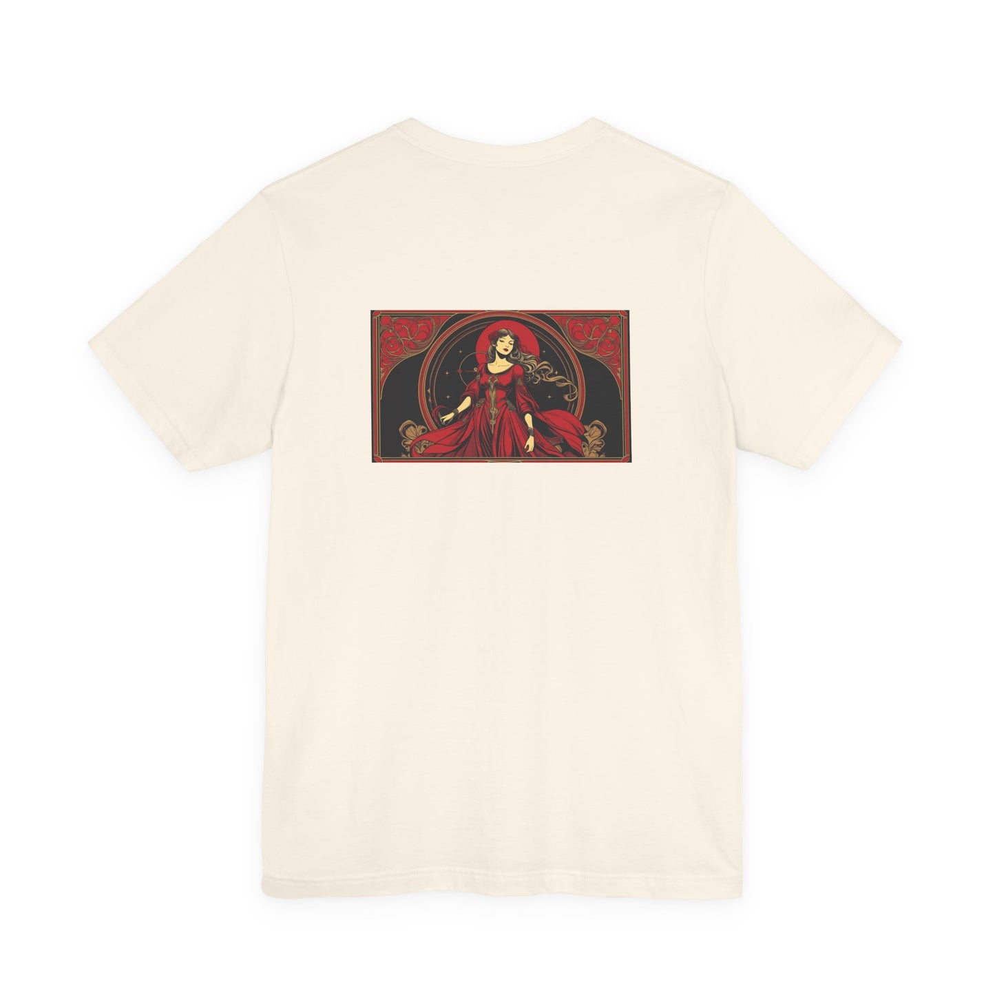 Virgo - Gothic Zodiac, Red Graphic on the back T-Shirt. Zodiac in the Shadows
