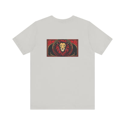 Leo - Gothic Zodiac, Red Graphic on the back T-Shirt. Zodiac in the Shadows