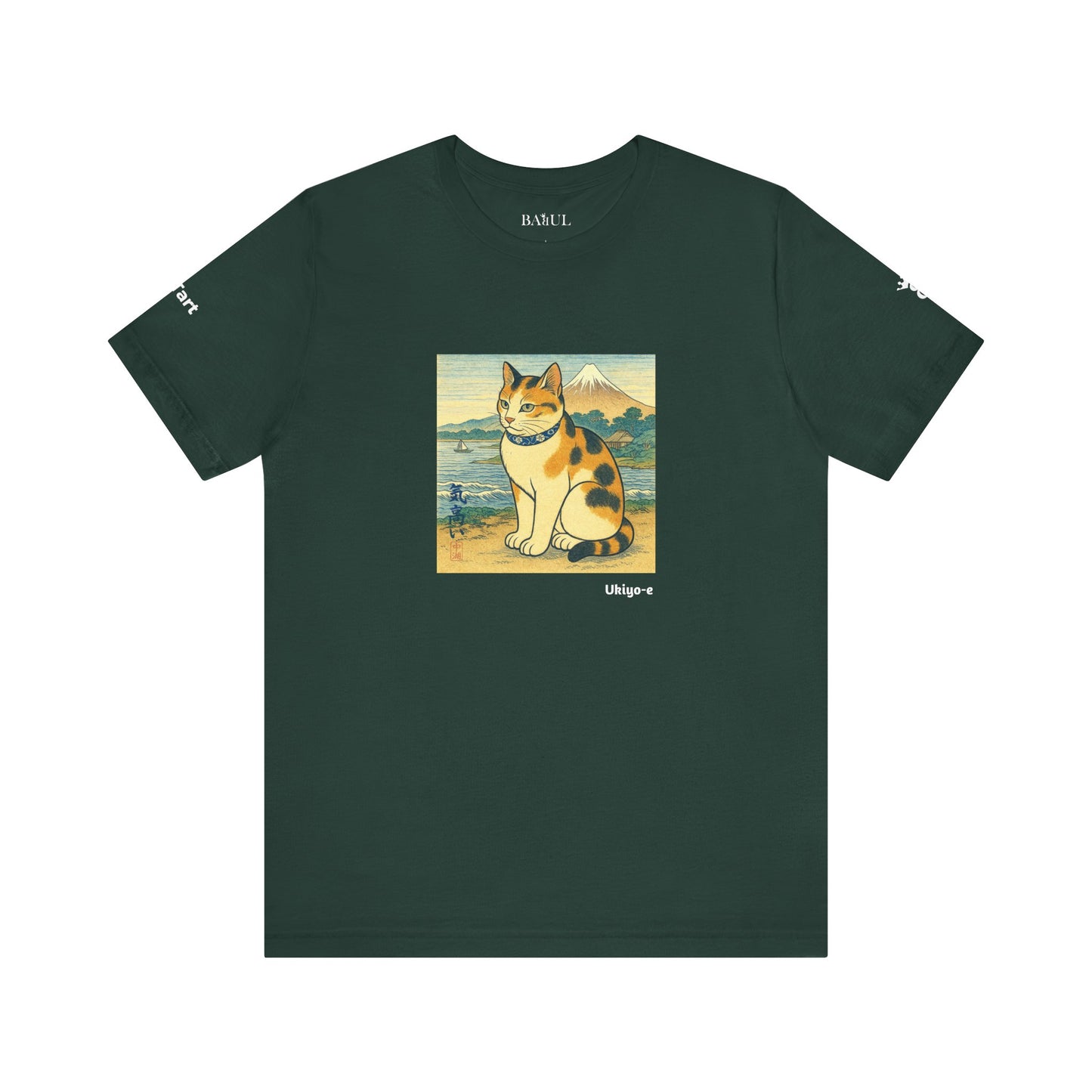 CATART Unisex Jersey Cat T-Shirt - UKIYO-E Japanese art Style - Iconic Painting Reimagined with Cats