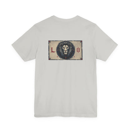 Leo - Gothic Zodiac T-Shirt. Blue graphic on the back.  Zodiac in the Shadows