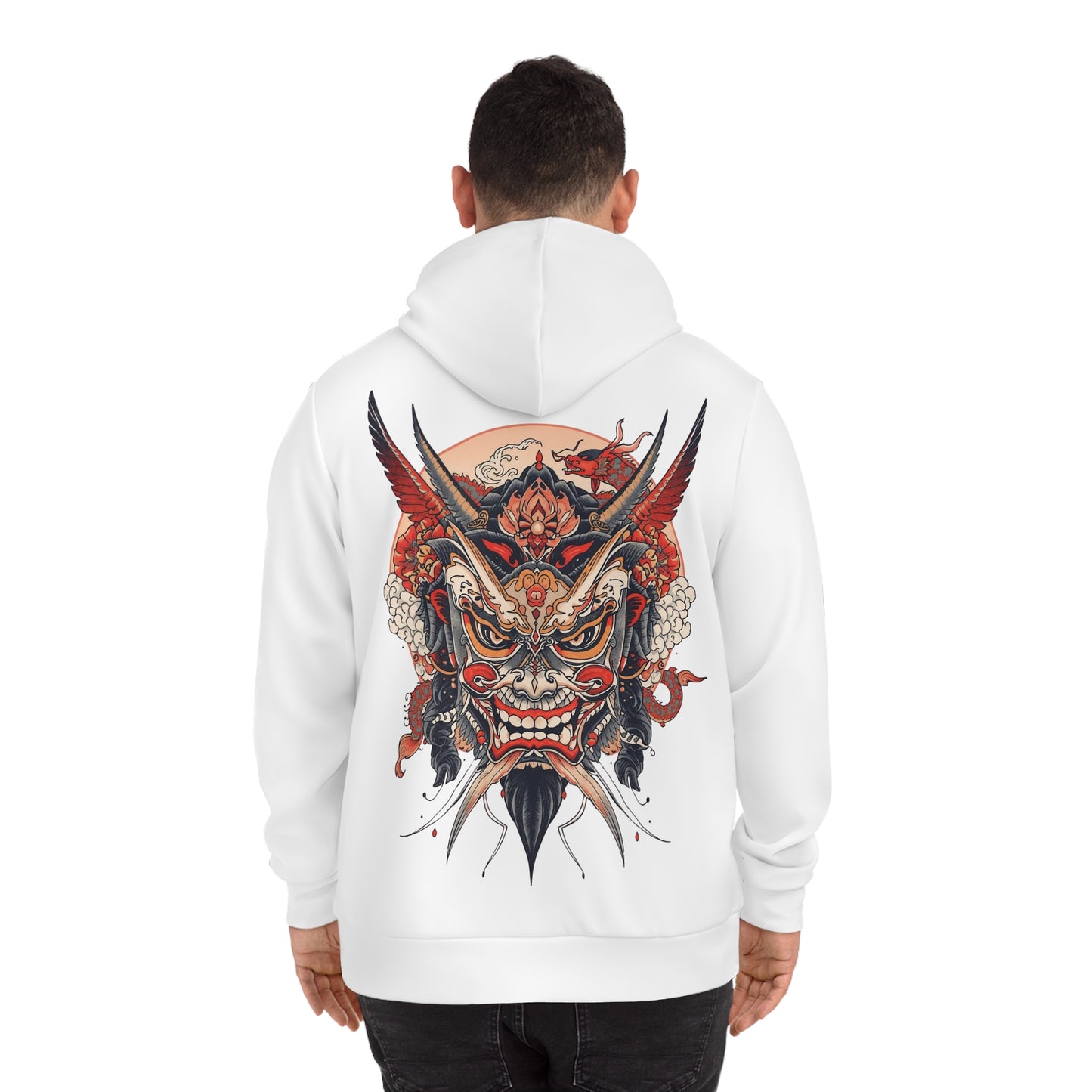 Bold Oni Mask Hoodie - Japanese Irezumi Tattoo Art Streetwear