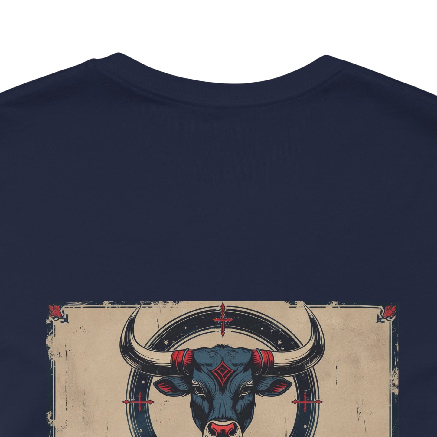 Taurus - Gothic Zodiac T-Shirt. Blue graphic on the back.  Zodiac in the Shadows