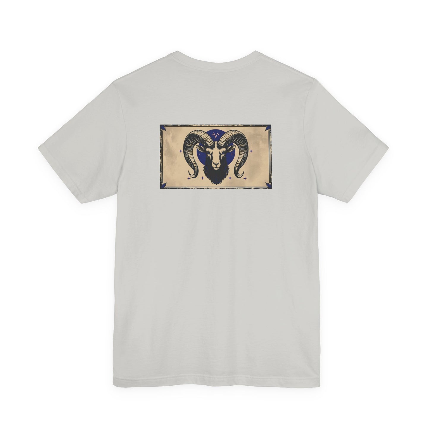 Aries - Gothic Zodiac T-Shirt. Blue graphic on the back. Zodiac in the Shadows
