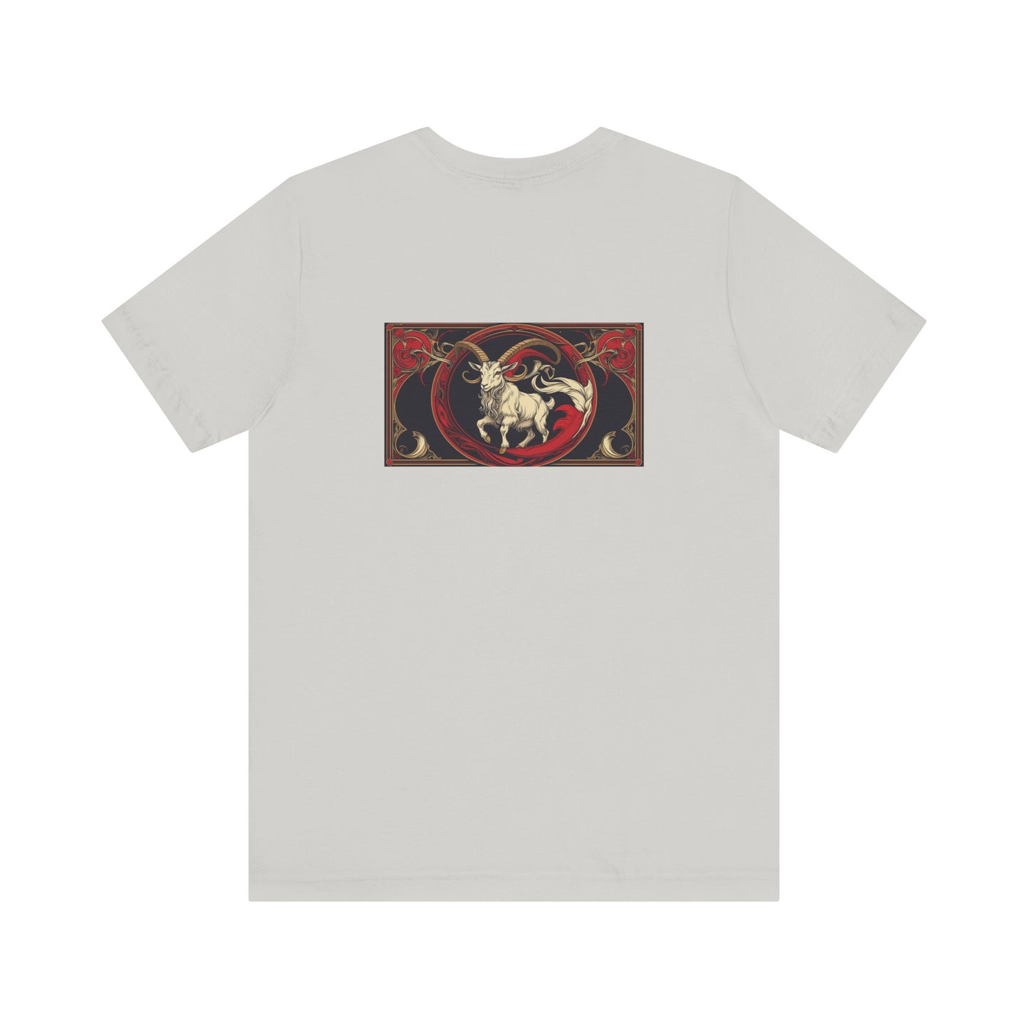 Capricorn - Gothic Zodiac, Red Graphic on the back T-Shirt. Zodiac in the Shadows