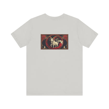 Capricorn - Gothic Zodiac, Red Graphic on the back T-Shirt. Zodiac in the Shadows