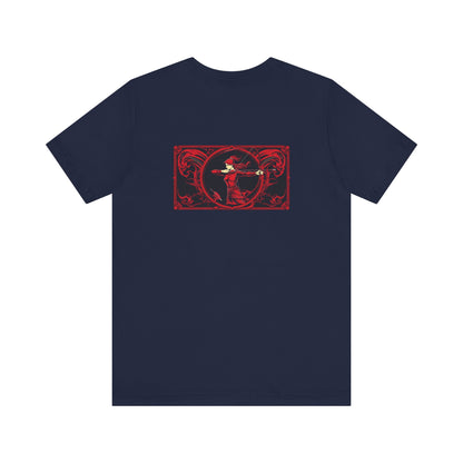 Sagittarius - Gothic Zodiac, Red Graphic on the back T-Shirt. Zodiac in the Shadows